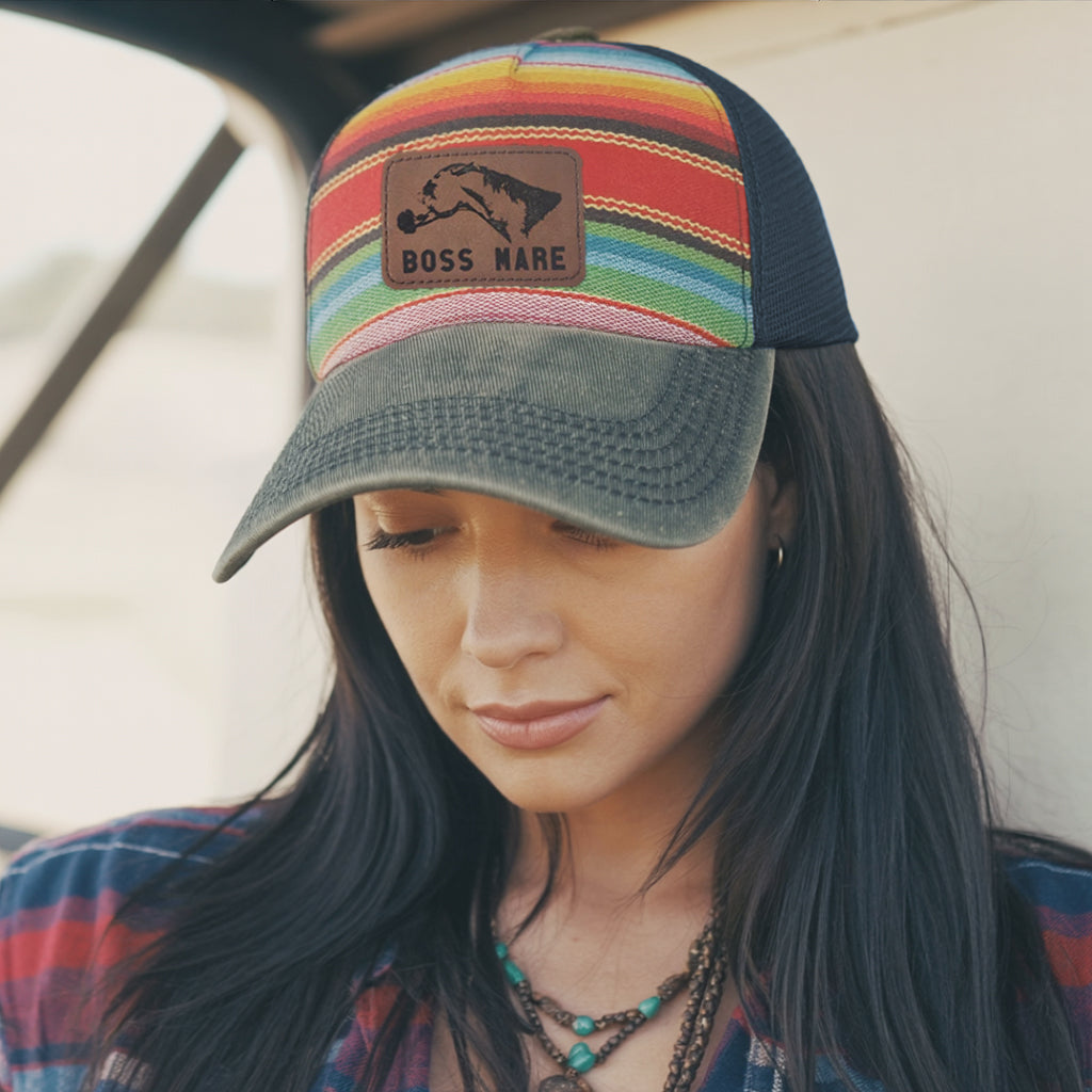 The Boss Mare Logo Leather Patch Hat - Serape
