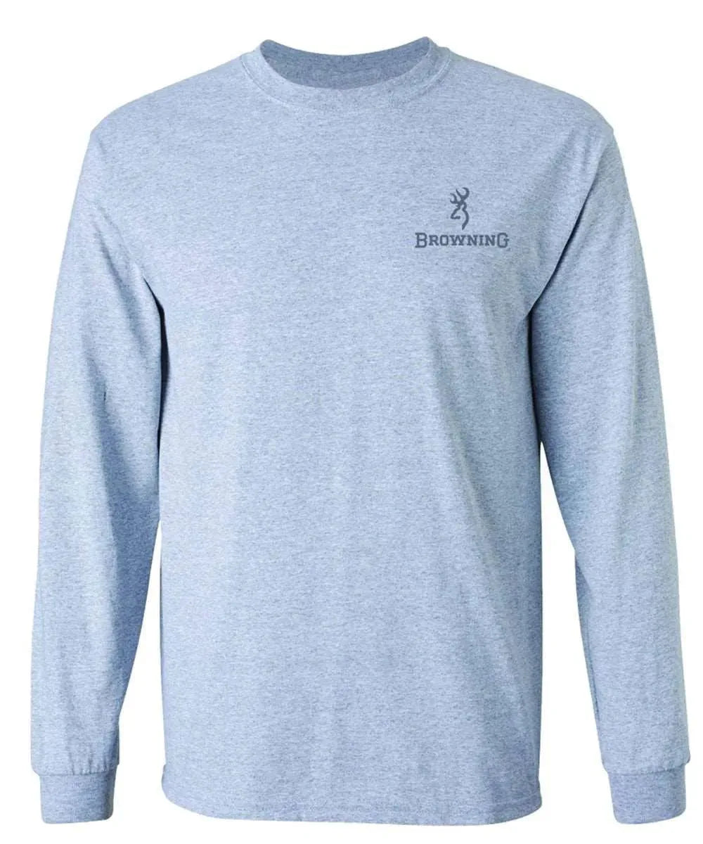 Browning Signature Buckmark (Sport Grey) - Mens Long Sleeve T-Shirt (Closeout)