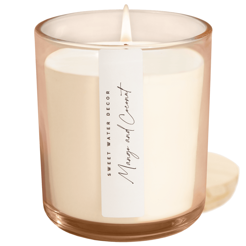 Mango and Coconut Soy Candle - Tinted Glass Jar - 12 oz