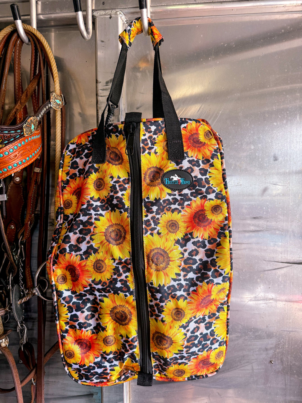 Sunflower on Leopard Luxury Tack Bag
