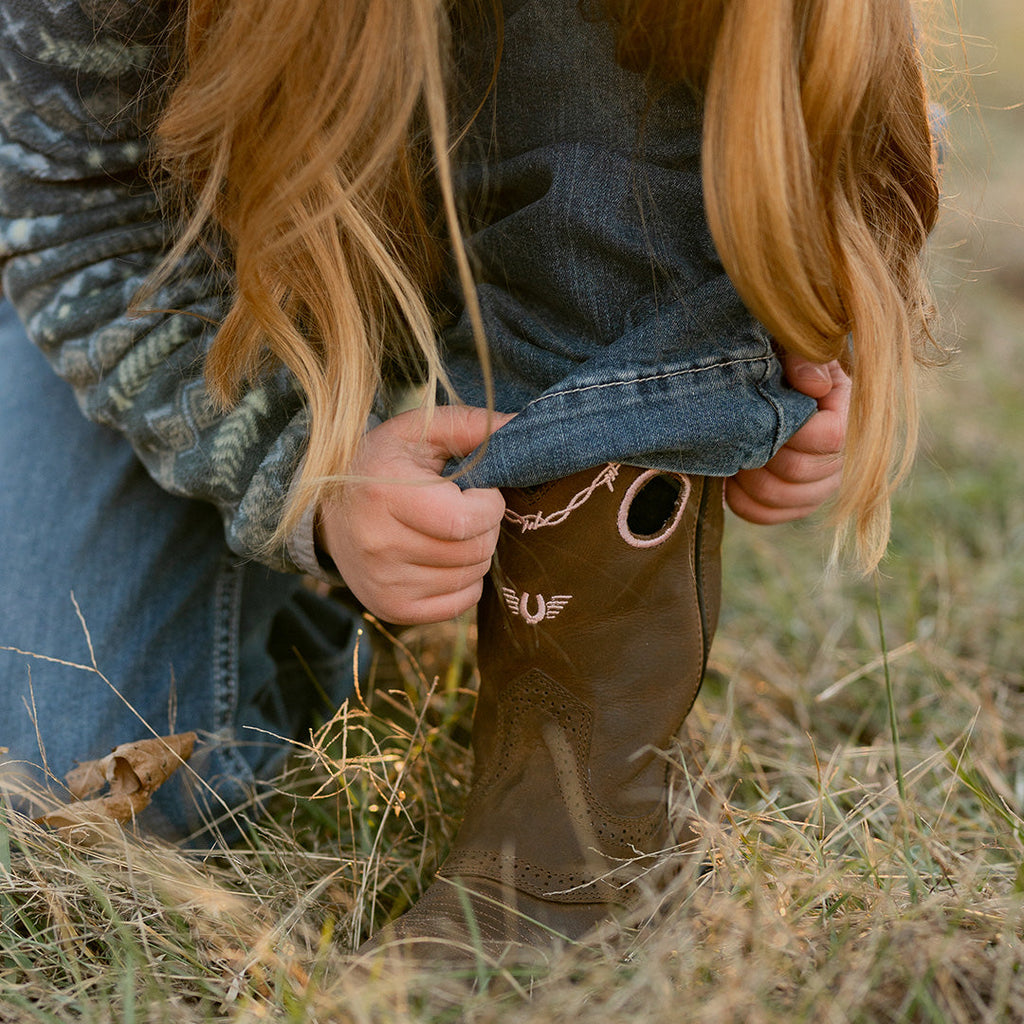 TuffRider Toddlers Yosemite Barbed Wire Embroidered Round Toe Western Boots