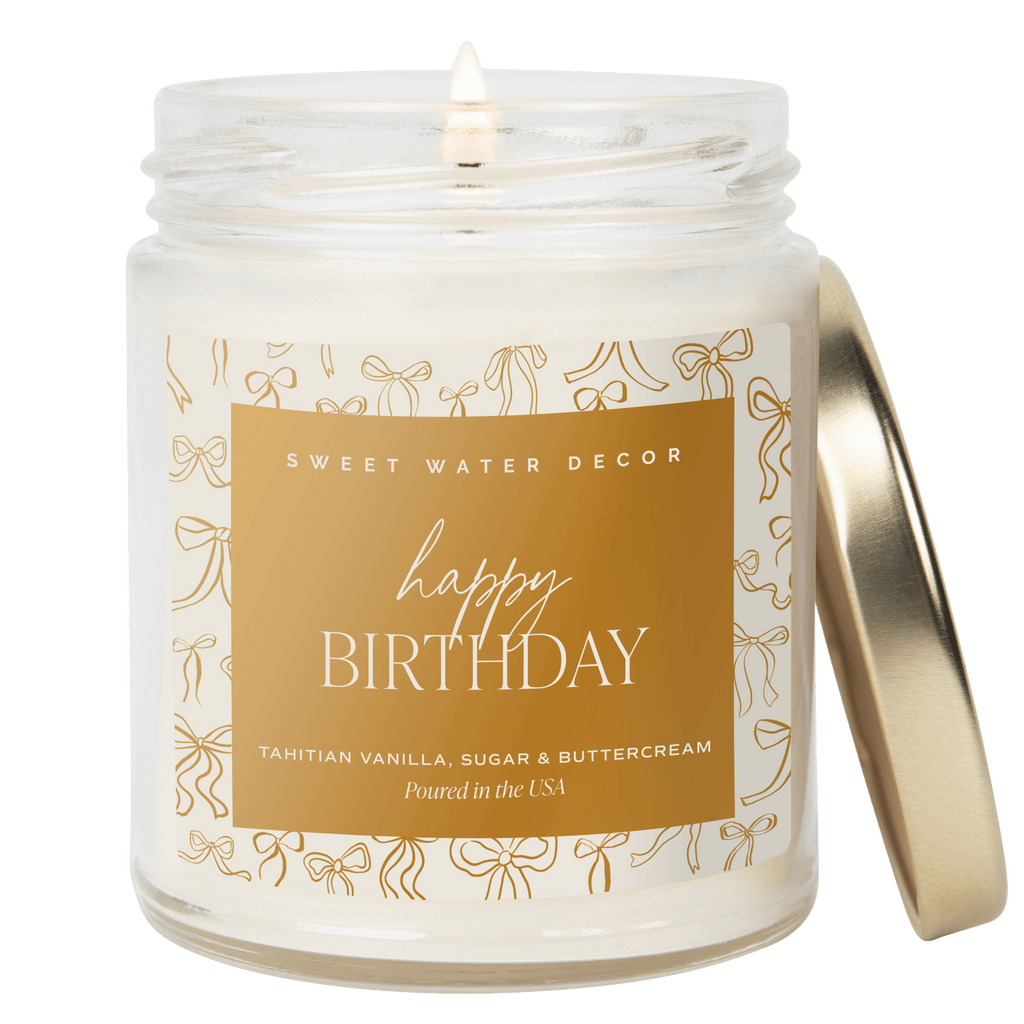 Happy Birthday Soy Candle - Clear Patterned Jar - 9 oz