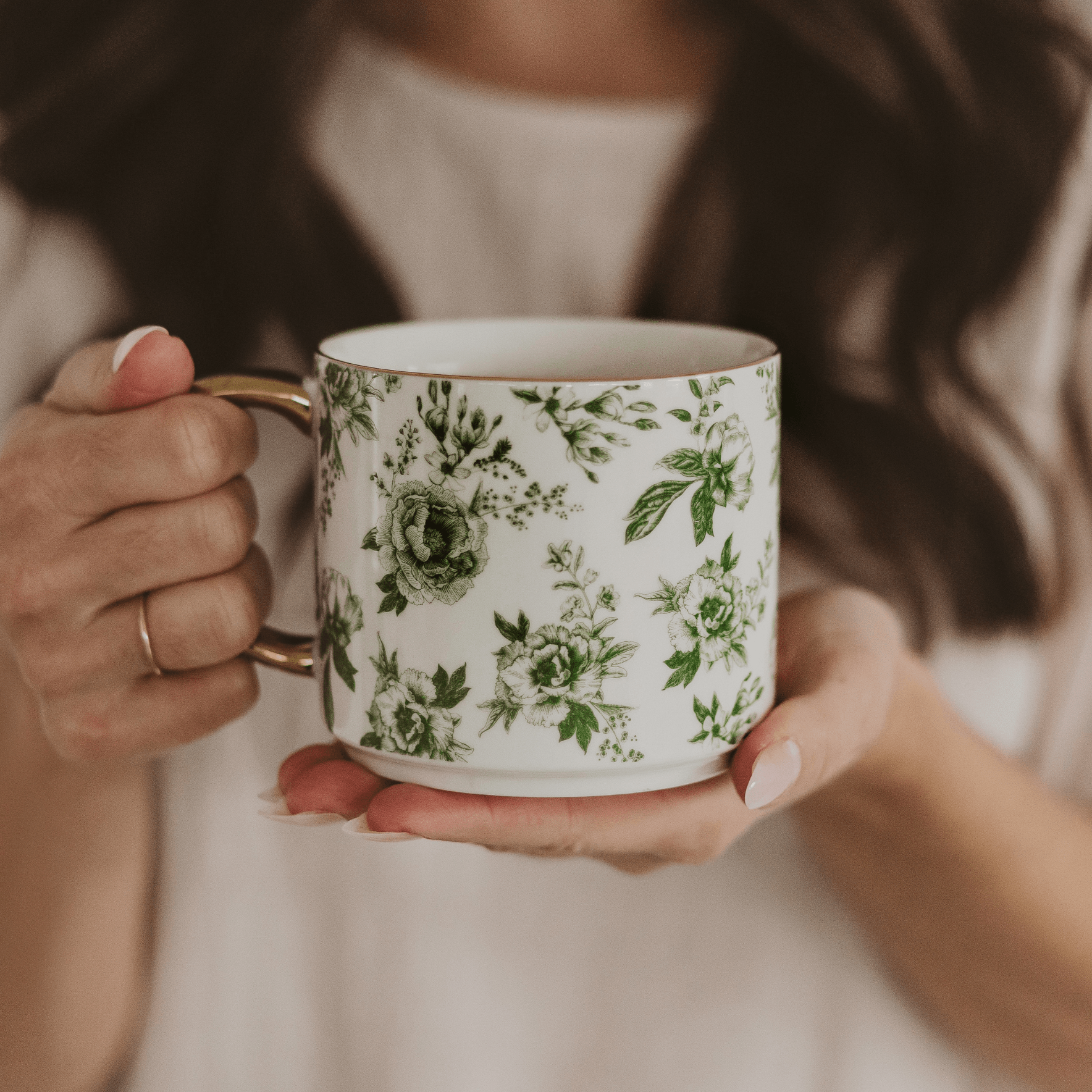 Green Delft 14 oz Coffee Mug