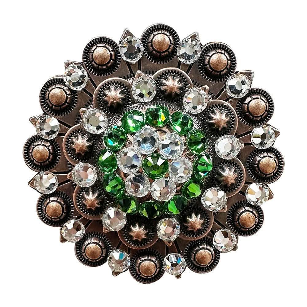 Copper Fern, Clear Crystal Conchos Sizes from 1"-3" and Buckles