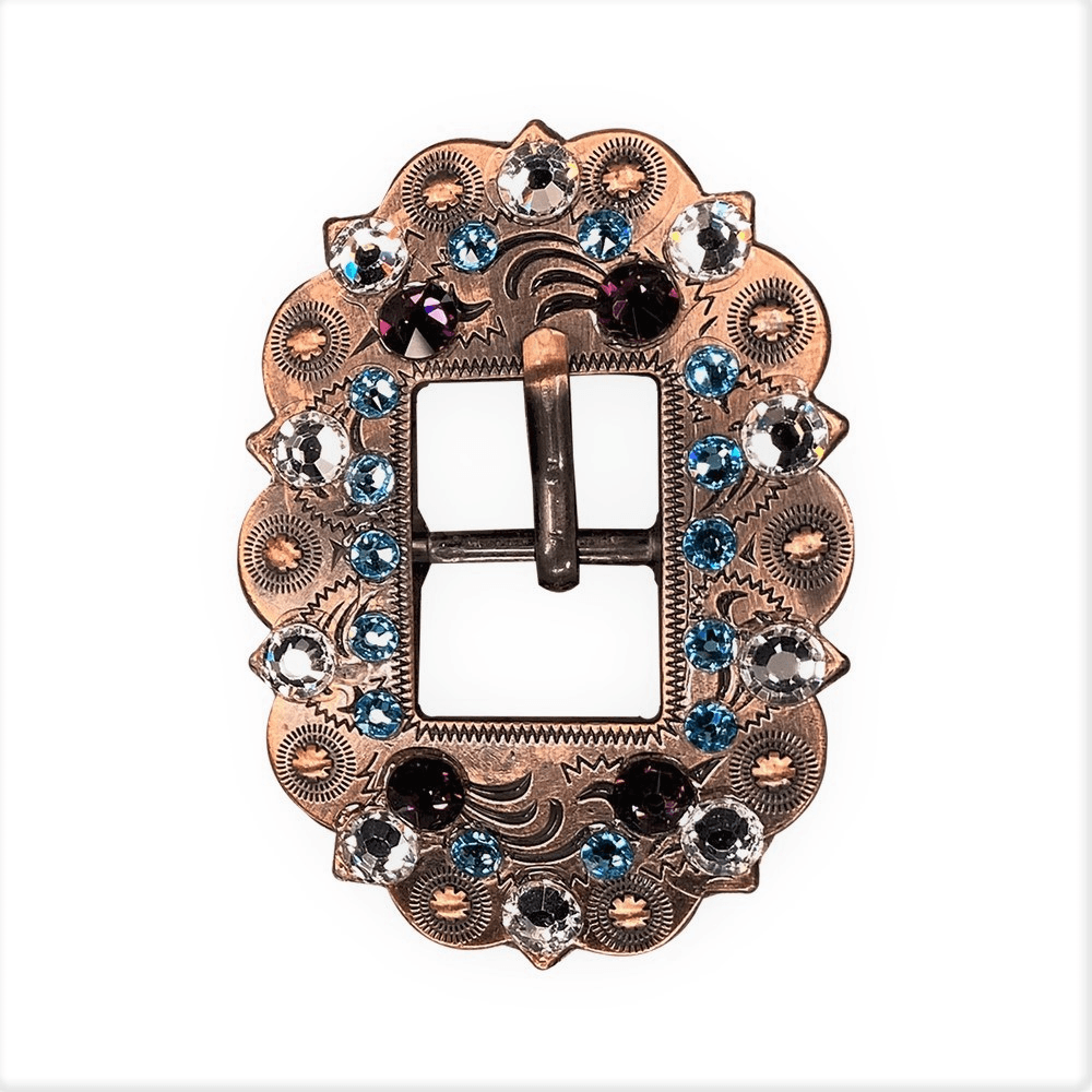 Amethyst, Aqua & Clear Copper European Crystal Cart Buckle