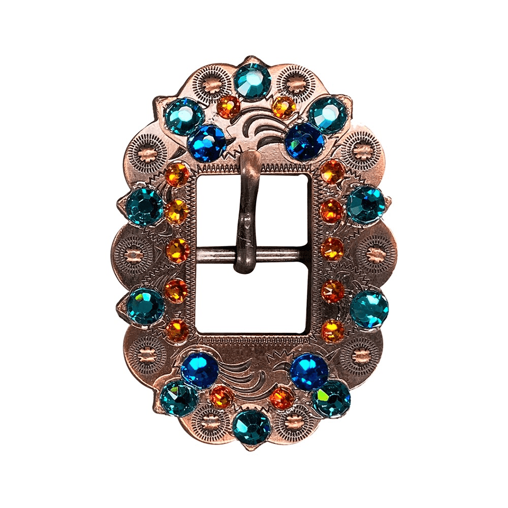 Capri Fire Opal & Teal Copper European Crystal Cart Buckle