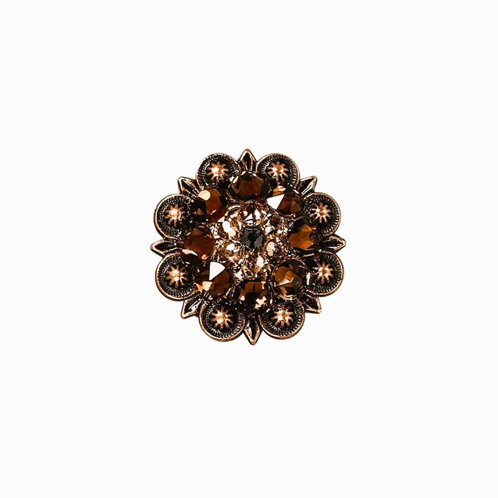 Jet Champagne & Topaz Copper 1.25" European Crystal Concho