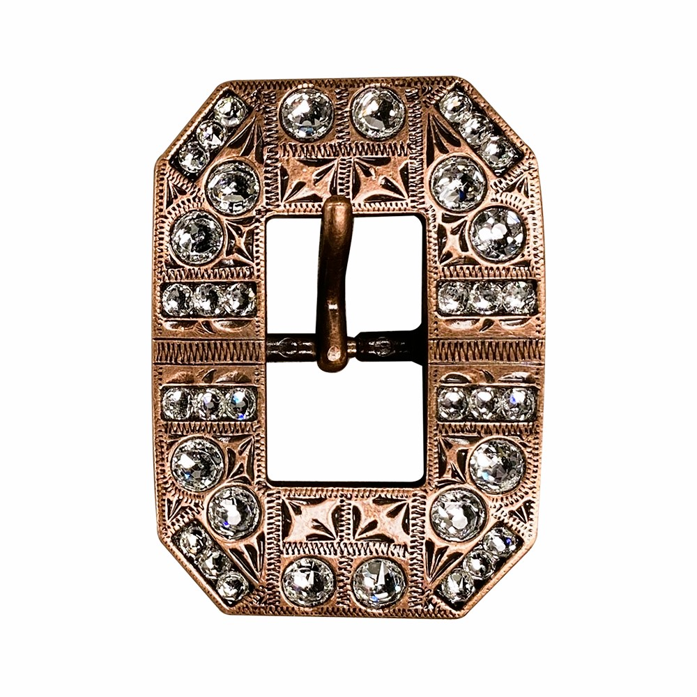 Copper Clear Crystal Conchos Sizes from 1"-3" and Buckles