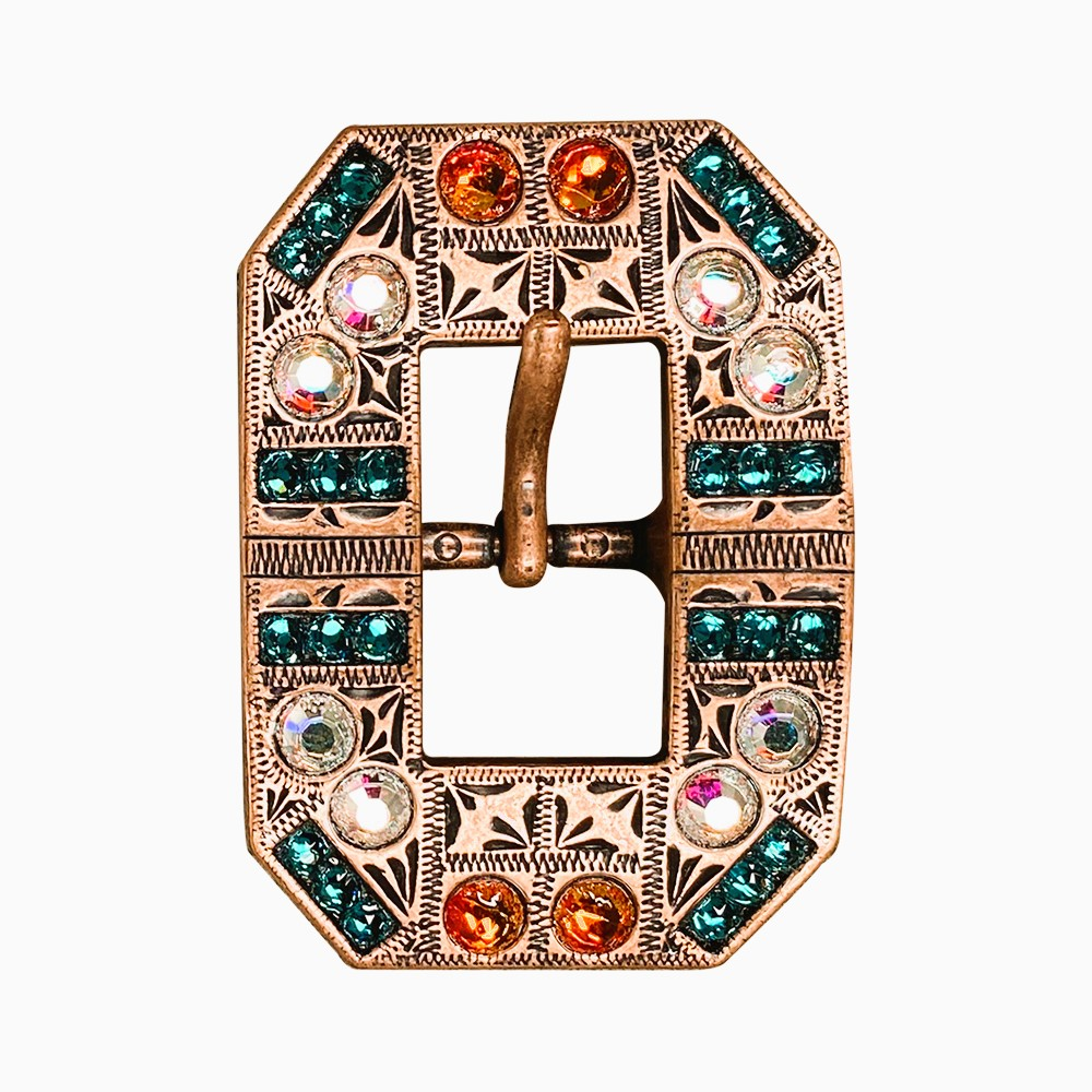 Copper Fire Opal - Teal - AB Crystal Conchos Sizes from 1"-3" and Buckles