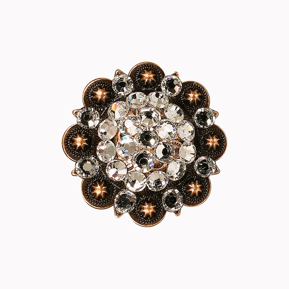 Copper Clear Crystal Conchos Sizes from 1"-3" and Buckles