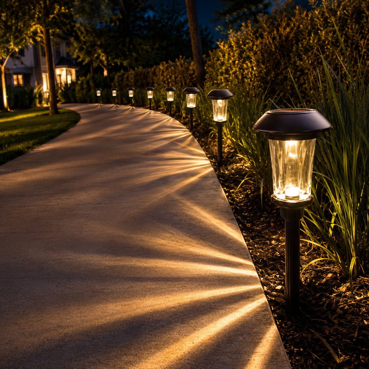 SmartYard Solar LED Large Outdoor Pathway Lights - 8 Pack- Oil Rubbed Bronze