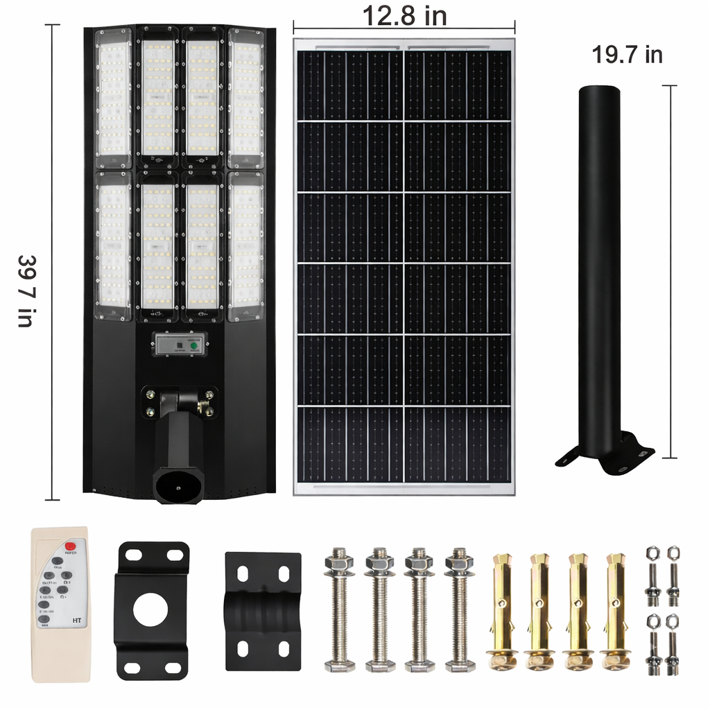 11,000W Aluminum Frame Solar Street Lights Outdoor Motion Sensor, Dusk to Dawn 200000LM with Remote Control
