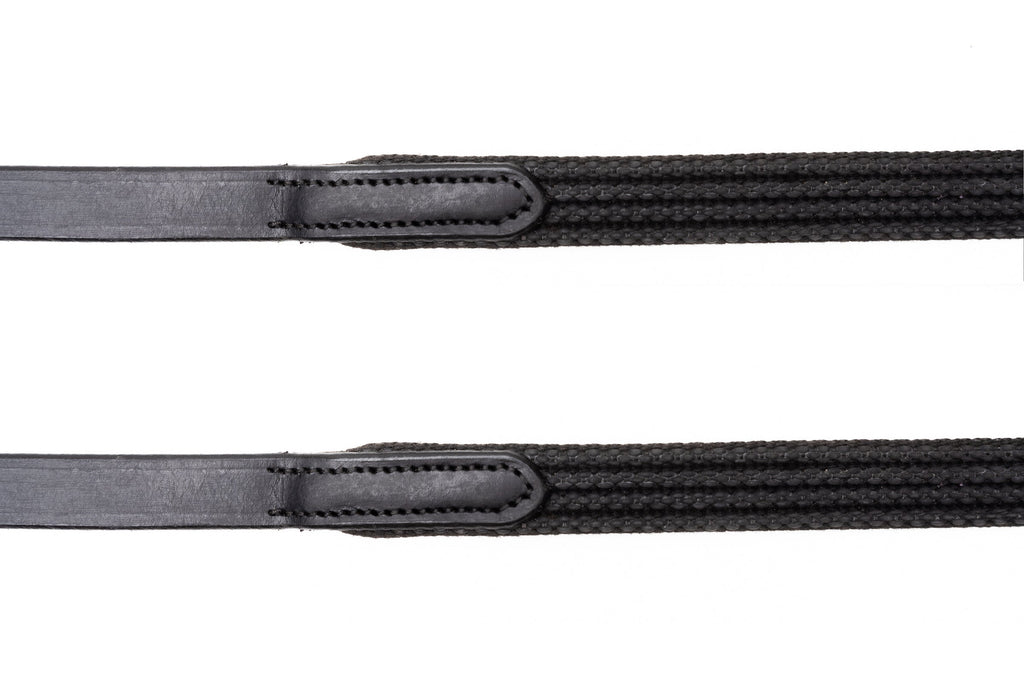 Sure Grip Rubber Reins with 4" Rein Stops-Superb Slim Rubber Woven Grip