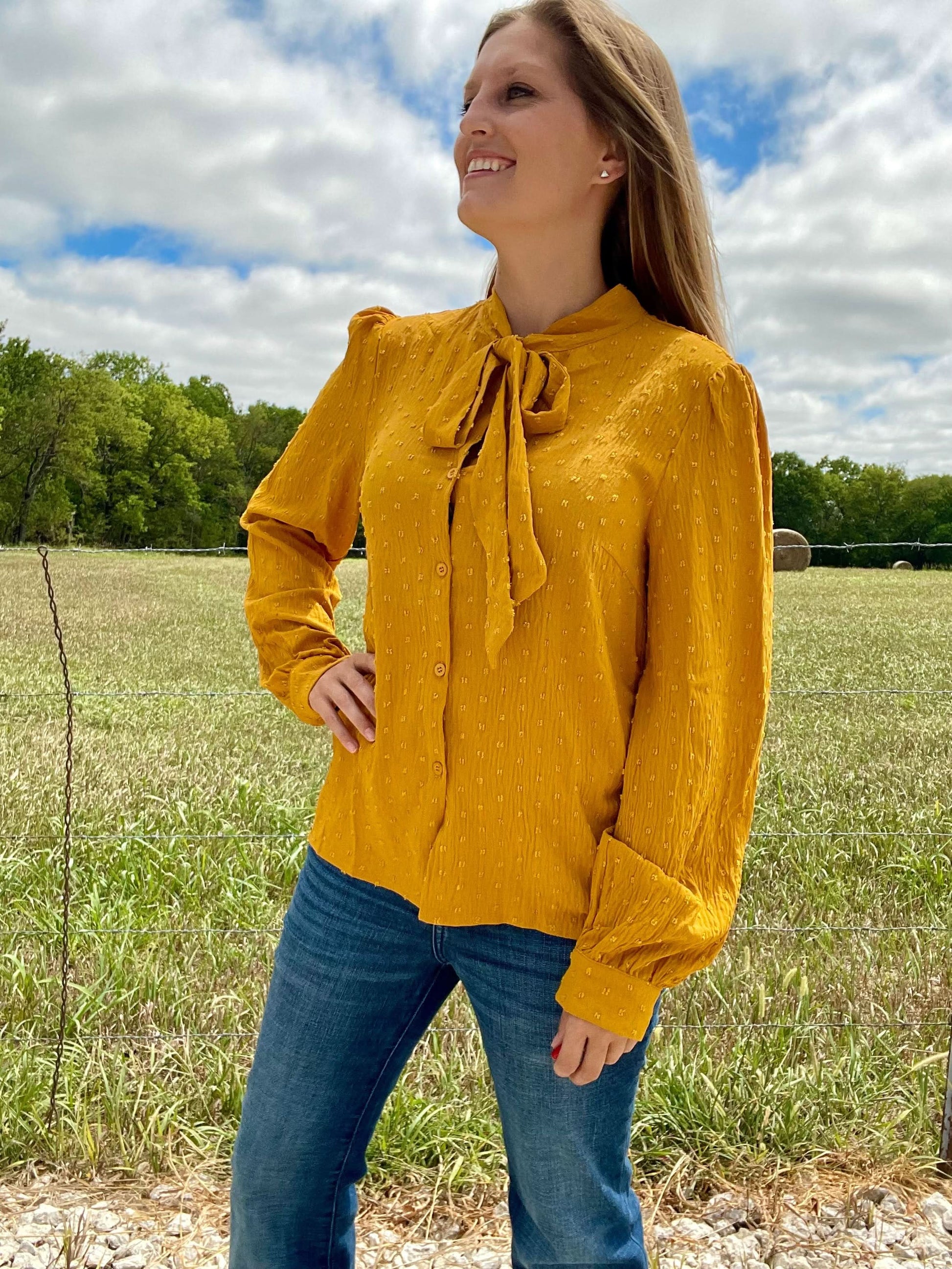 BUSINESS BABE TOP MUSTARD - SALE