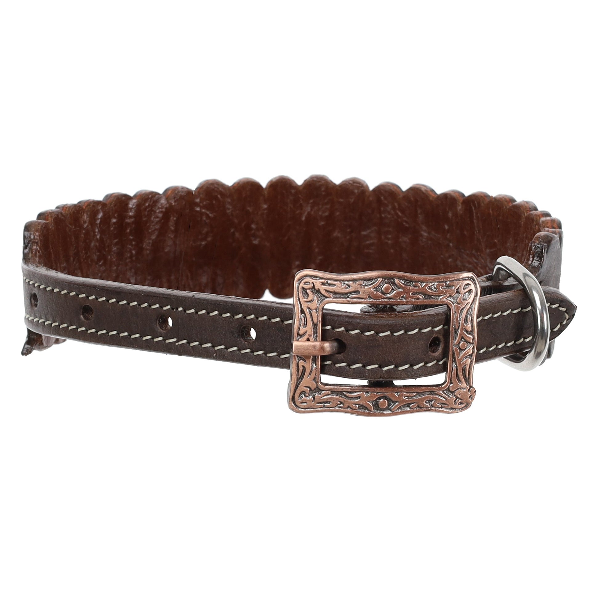Aztec Flame Beaded Leather Dog Collar