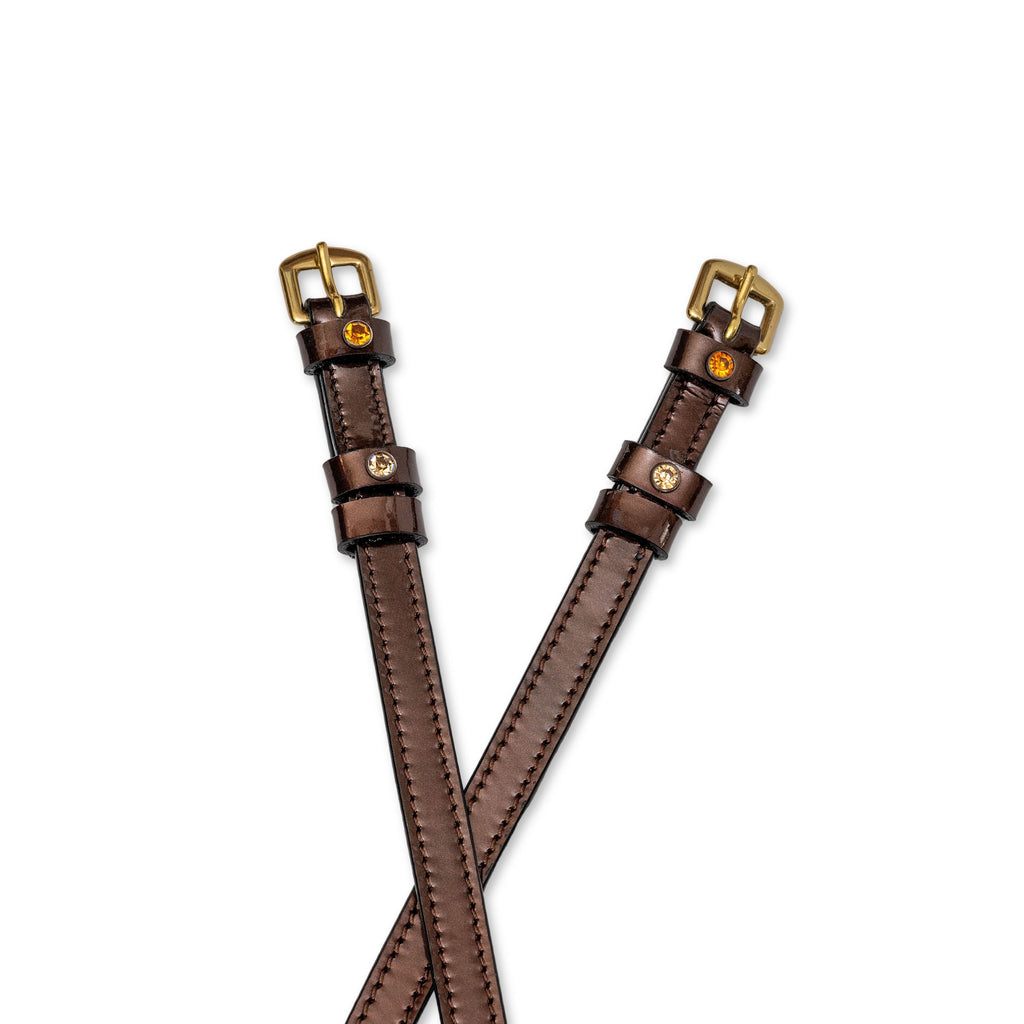 Catalonia Metallic Bronze Patent Leather Spur Straps
