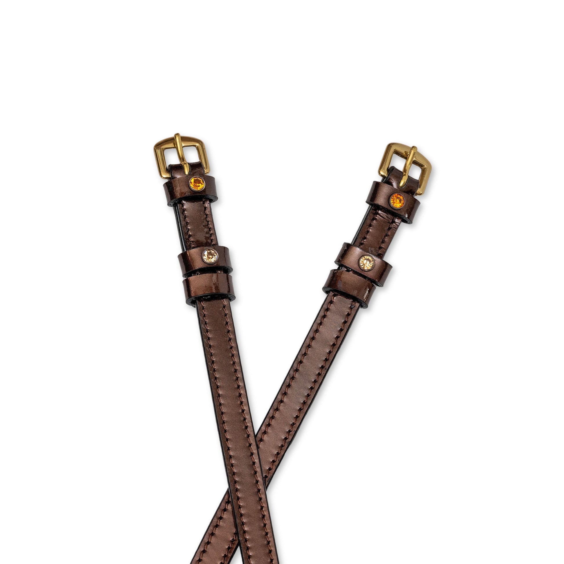 Catalonia Metallic Bronze Patent Leather Spur Straps