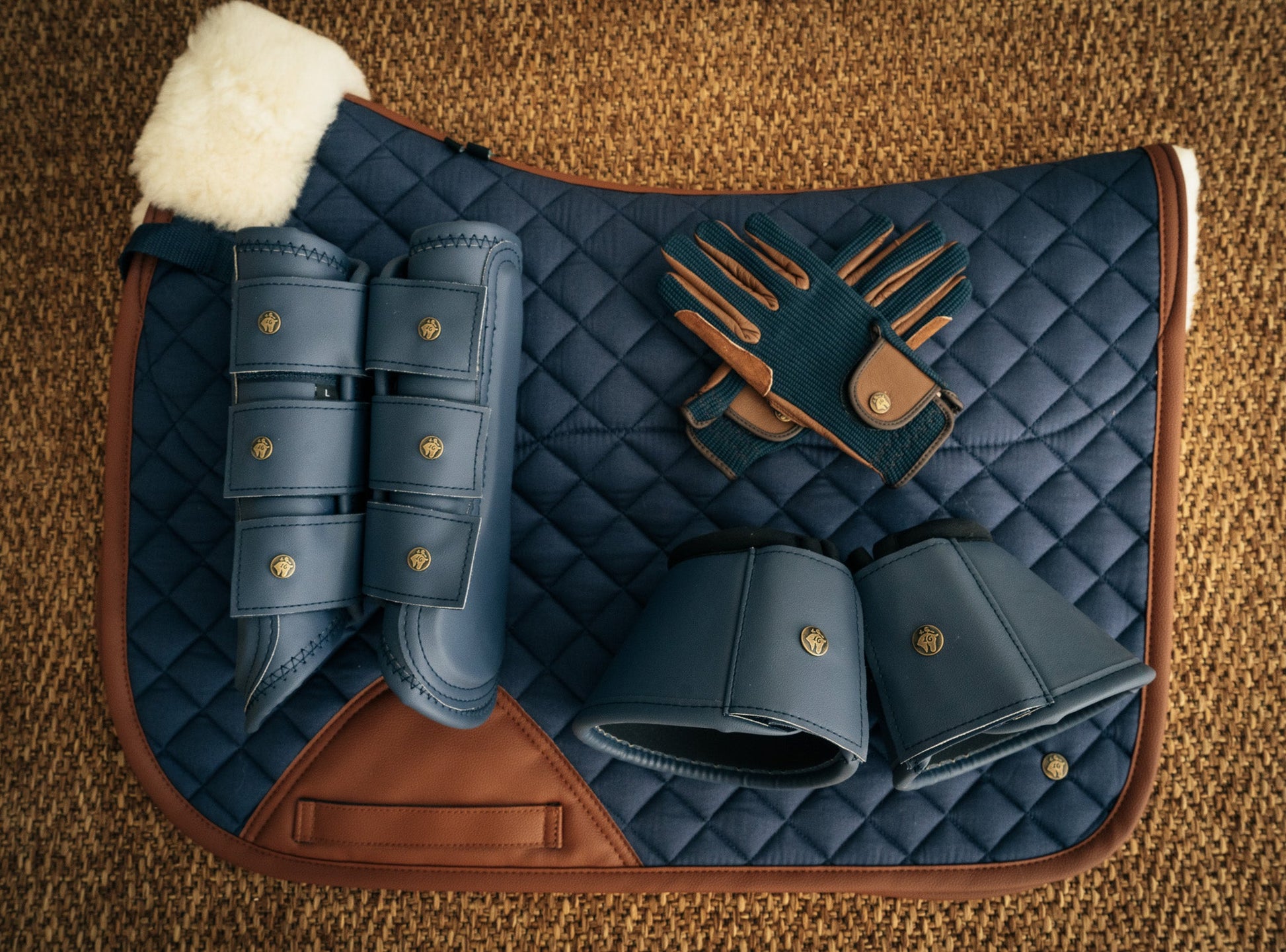 Leatherette Splint Boots, Navy