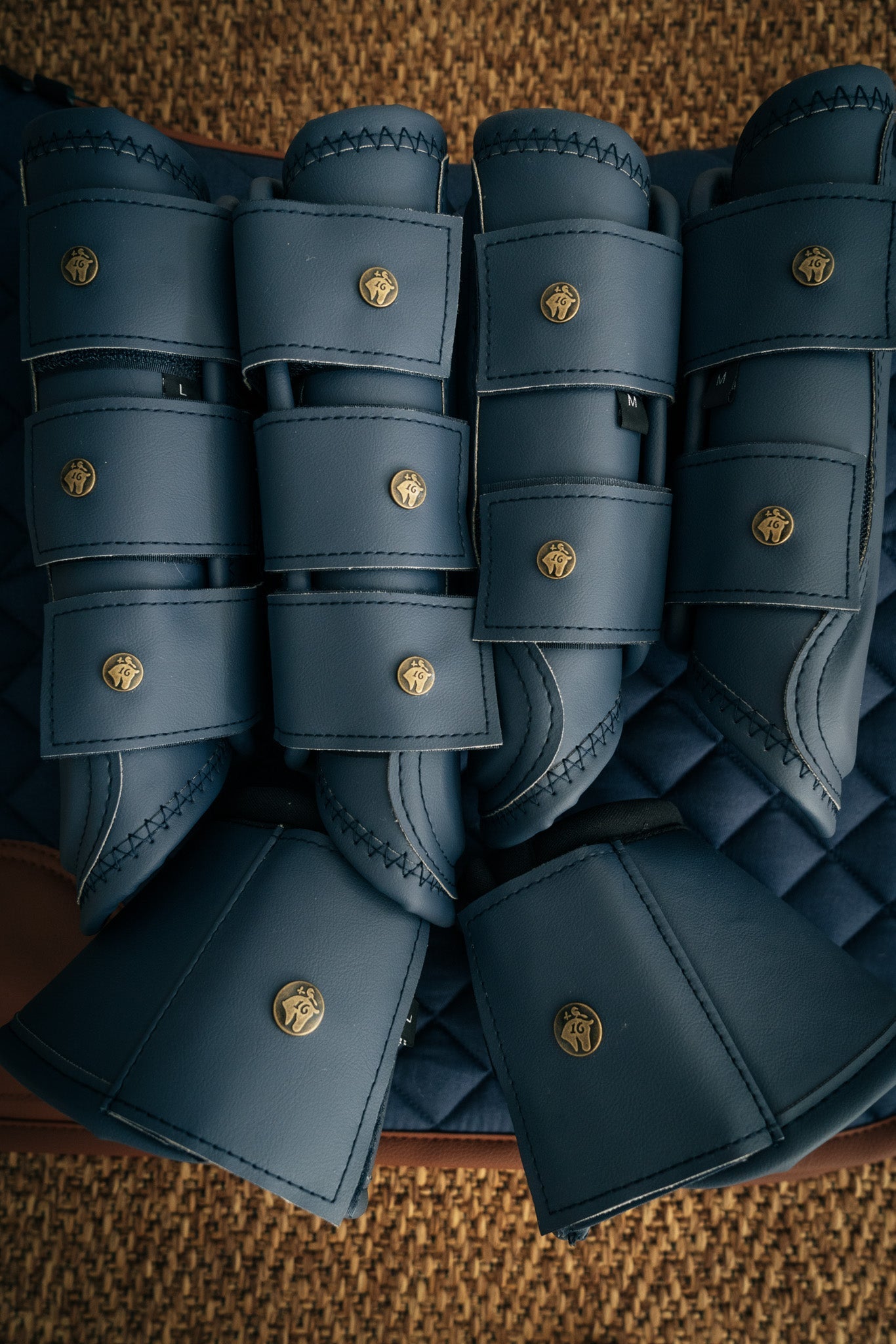 Leatherette Splint Boots, Navy