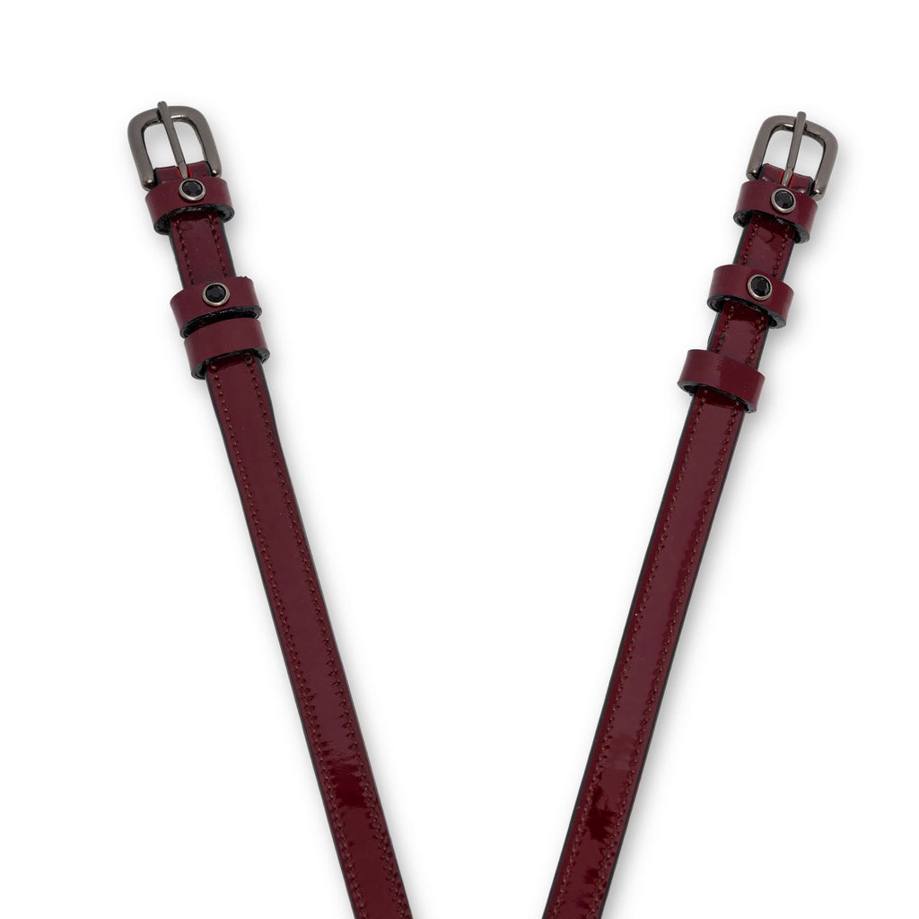 Hayworth Burgundy Patent Leather Spur Straps