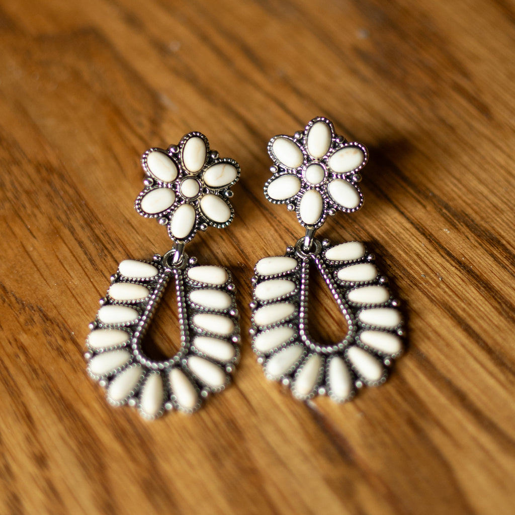 White Vintage Boho Style Earrings