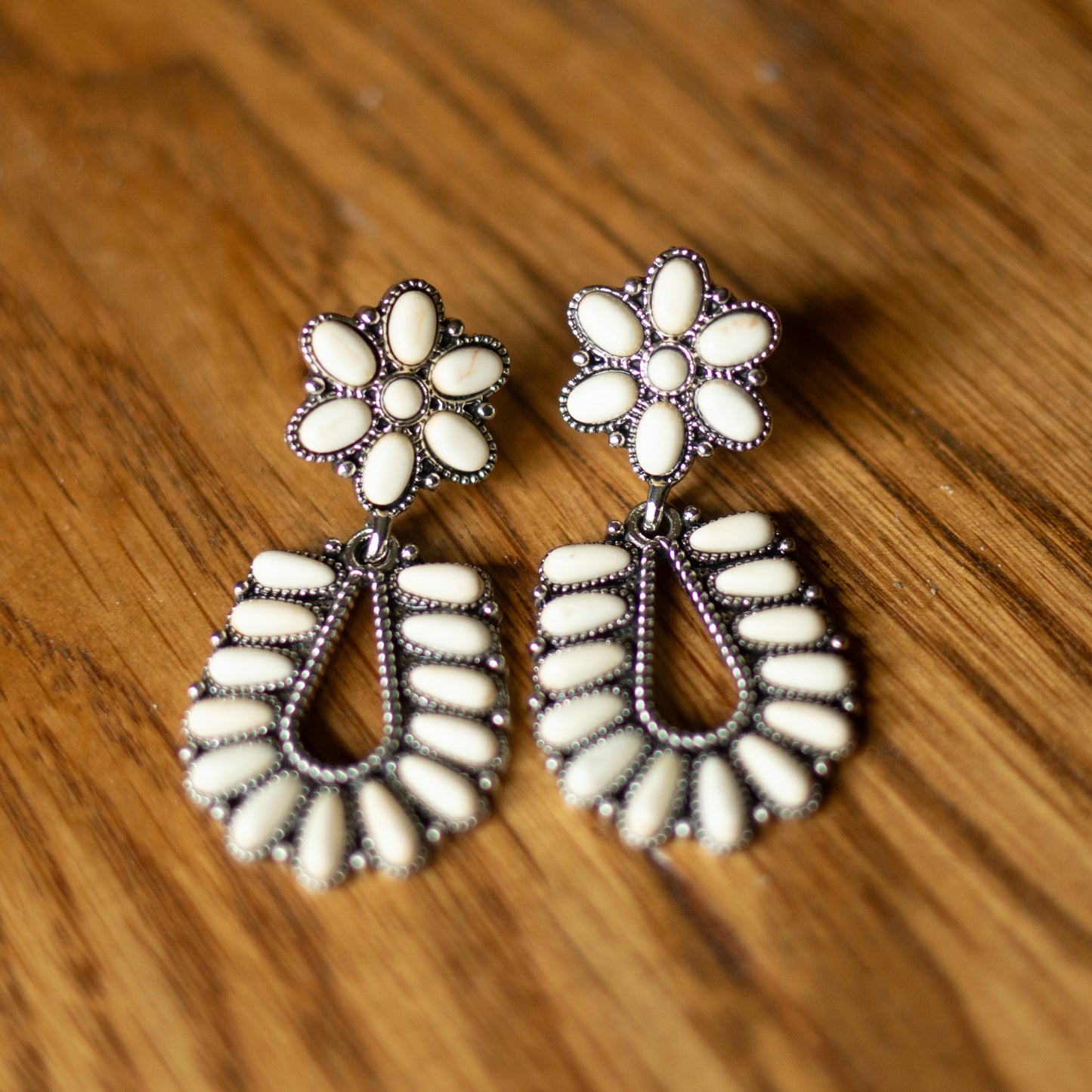 White Vintage Boho Style Earrings