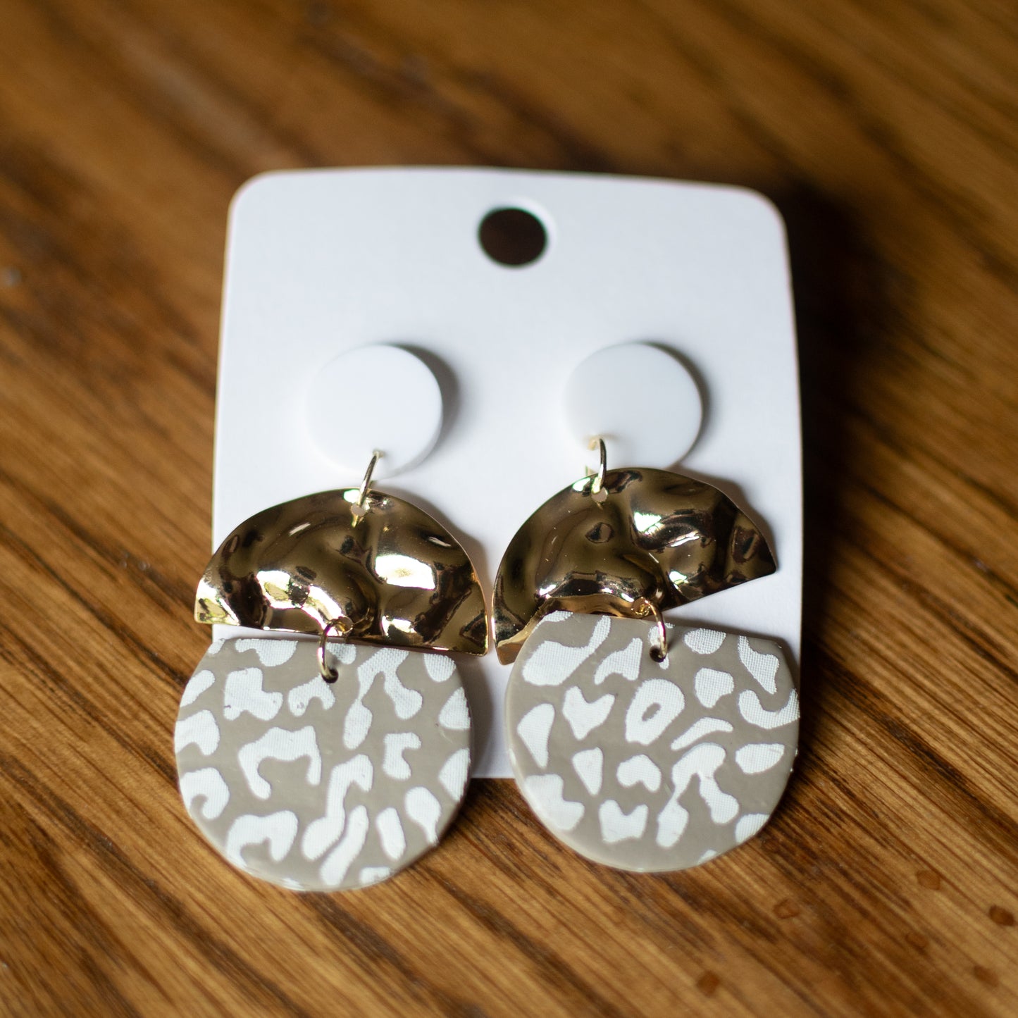 Leopard print half circle earrings