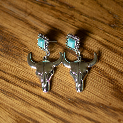 Western Style vintage bull head earrings