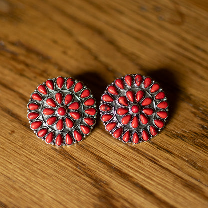 Red Vinatge circle earrings