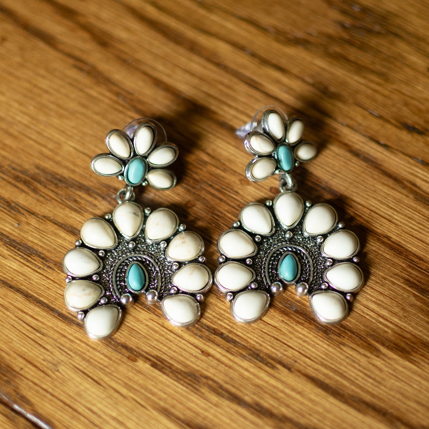 Women's Vintage & Stylish Bohemian Dark & White Turquoise Earrings