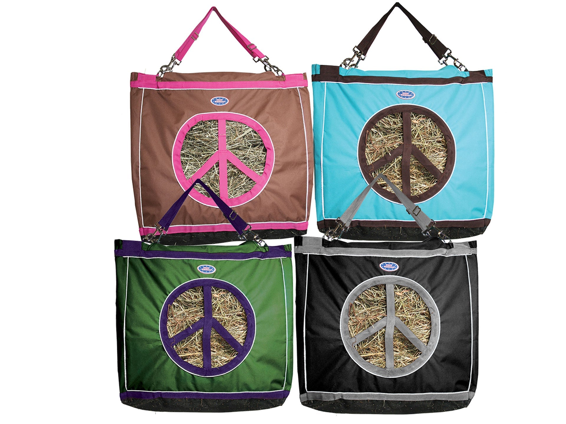 Derby Originals Top Load Peace Sign Hanging Horse Hay Bag with 13" Diameter Opening with 6 Month Warranty