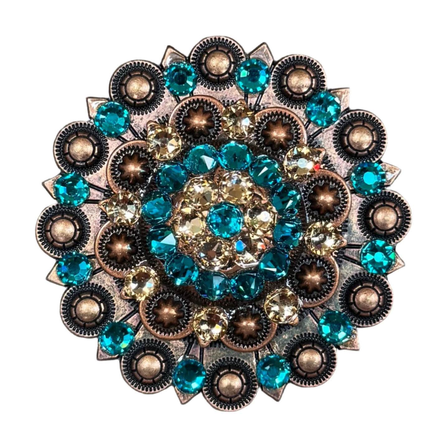 Teal & Champagne Copper Berry Jacket European Crystal