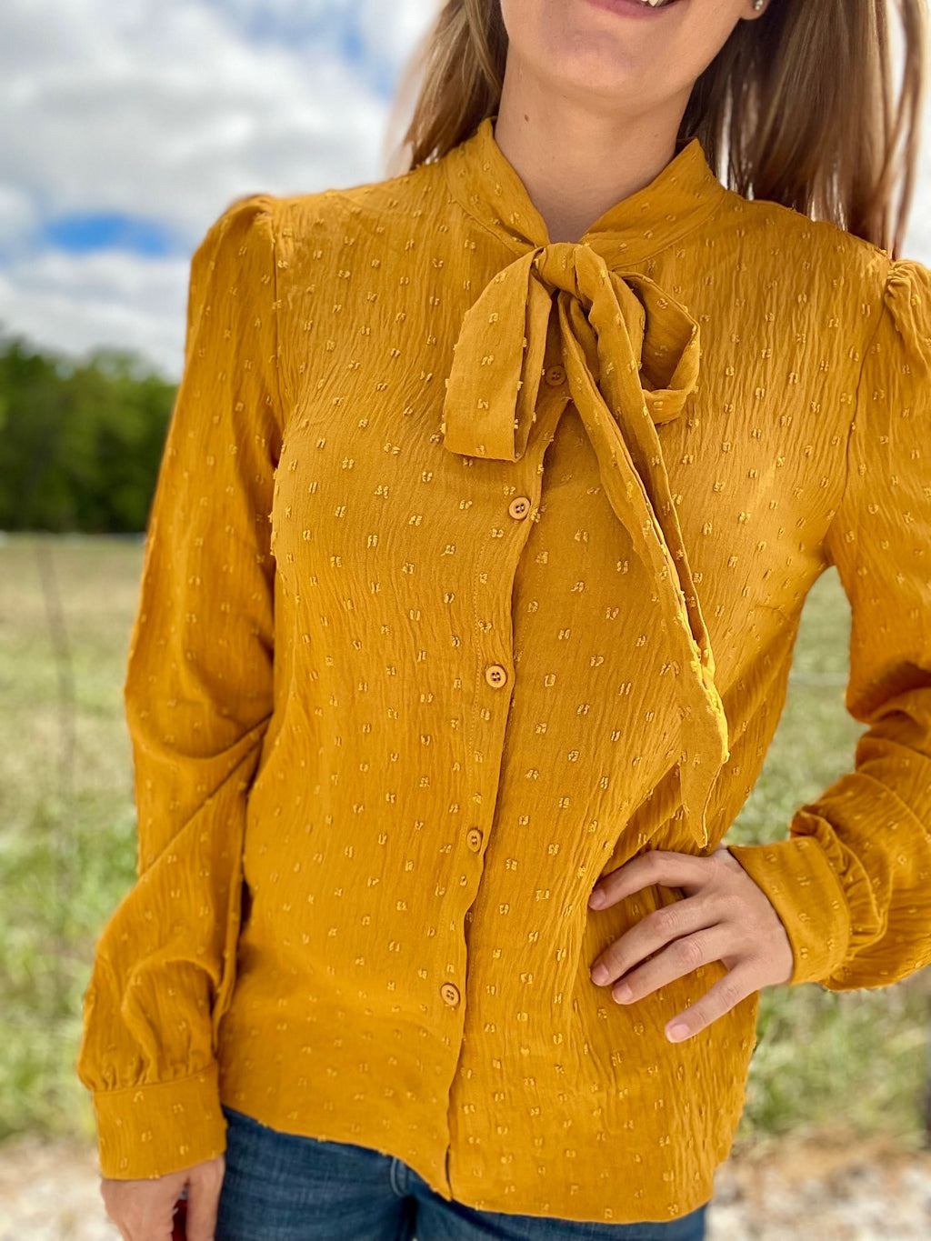 BUSINESS BABE TOP MUSTARD - SALE