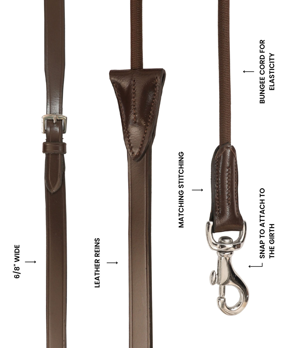 ExionPro Leather Draw Reins with Elastic
