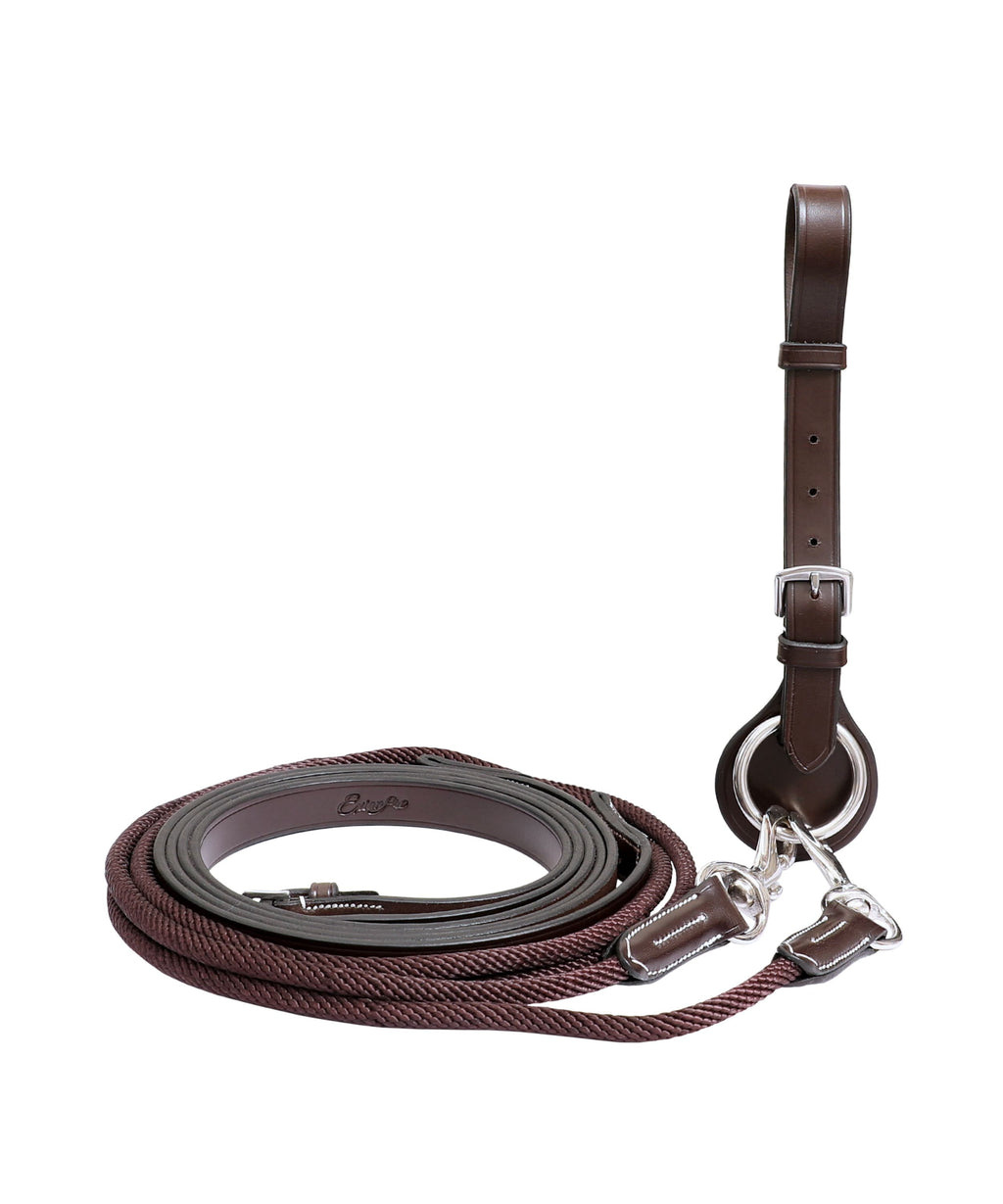 ExionPro Rope & Leather Draw Reins with Girth Loop