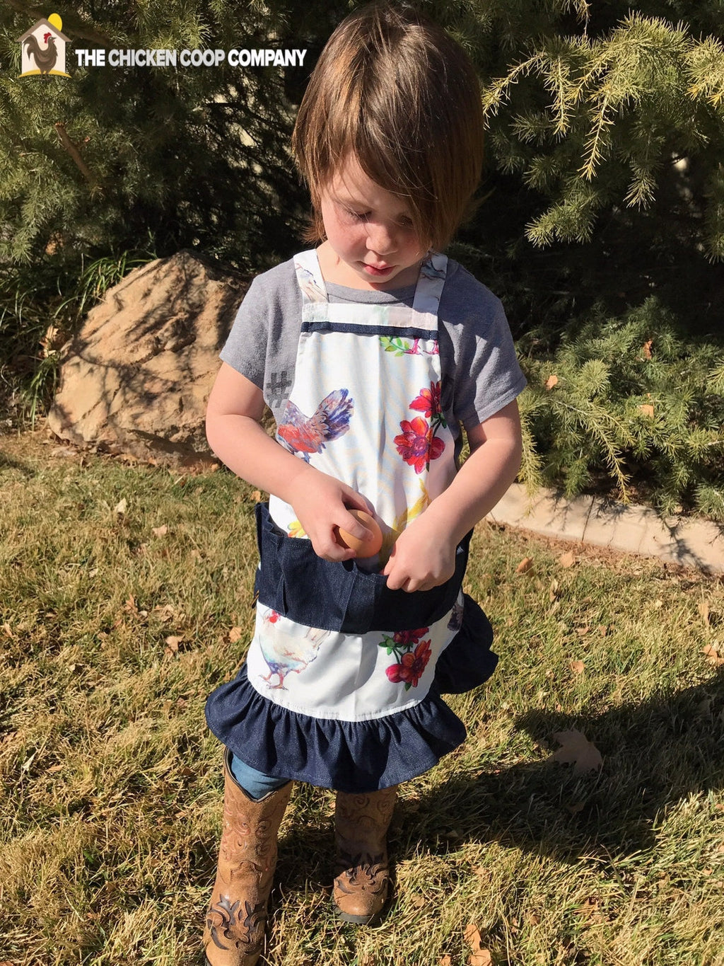 Egg Apron Full Length Chicken Print