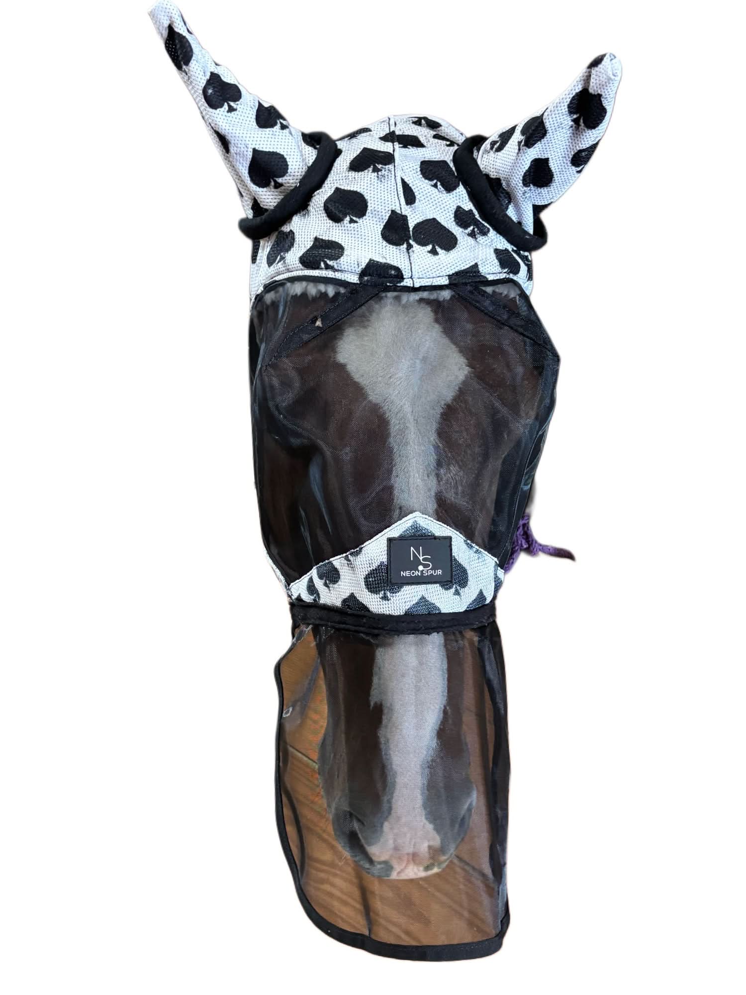 Smokin Spades Fly Mask w/ Ears & Nose Cover