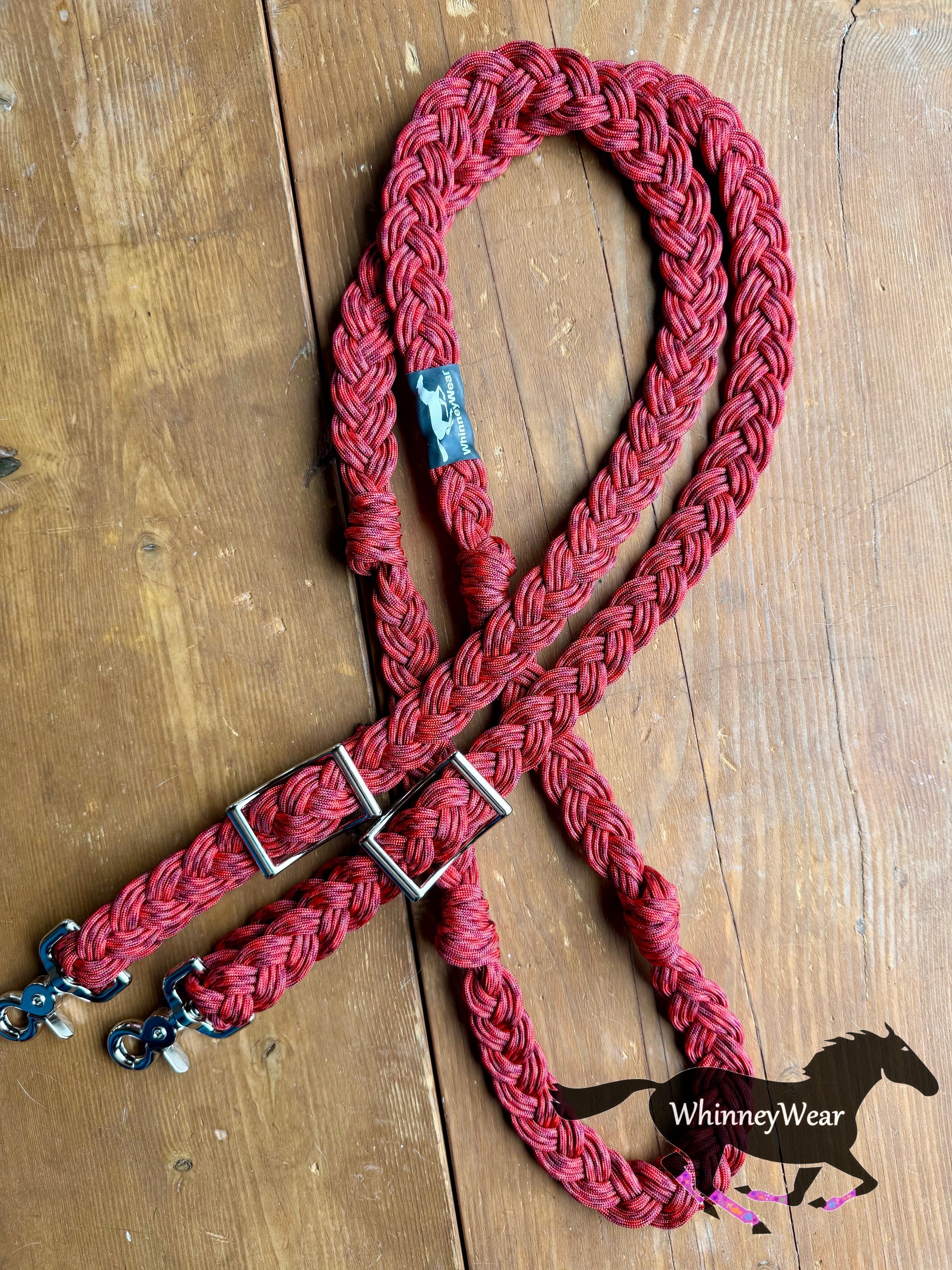 8ft Red Head Braided Reins