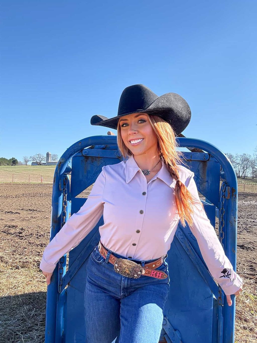 Dusty Rose Athletic Rodeo Shirt