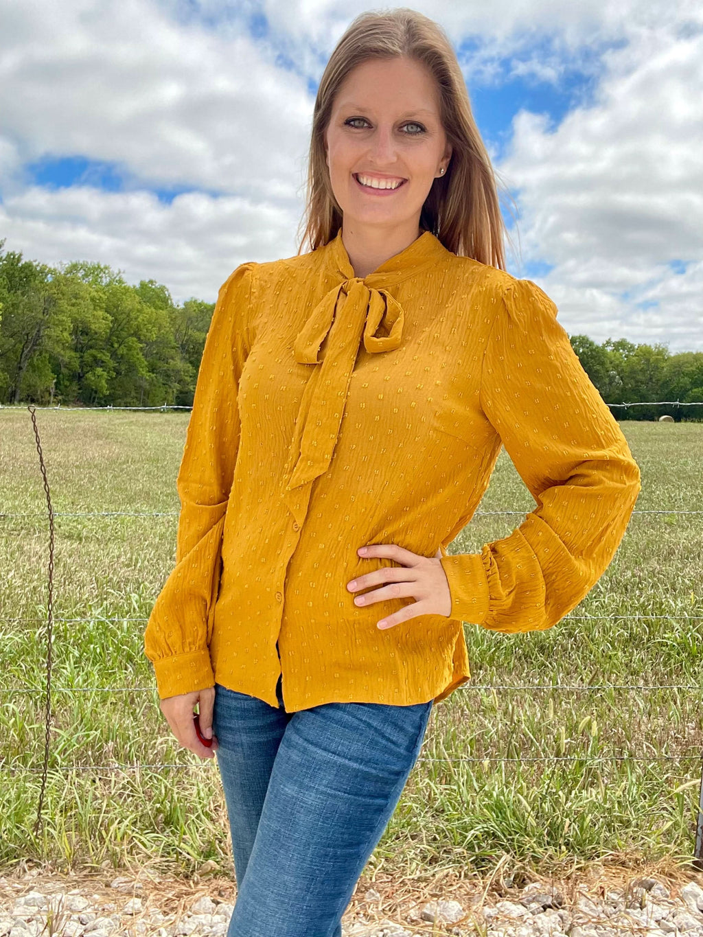 BUSINESS BABE TOP MUSTARD - SALE