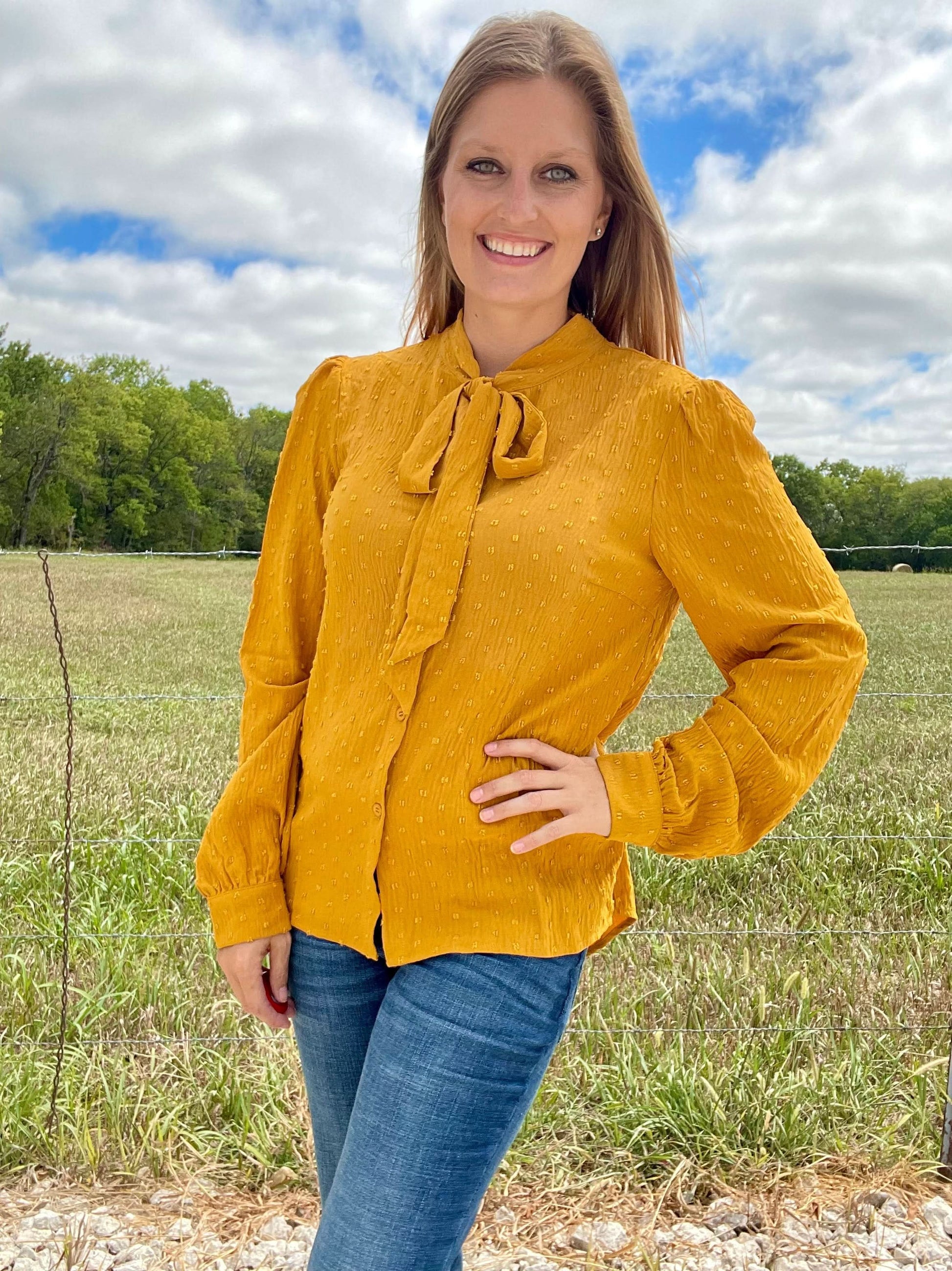 BUSINESS BABE TOP MUSTARD - SALE