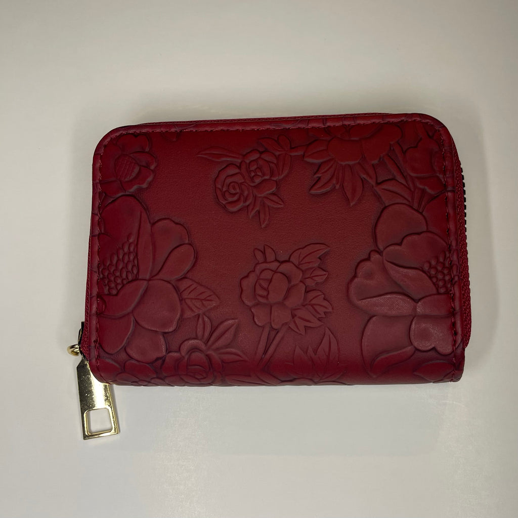 Tooled leather card wallet