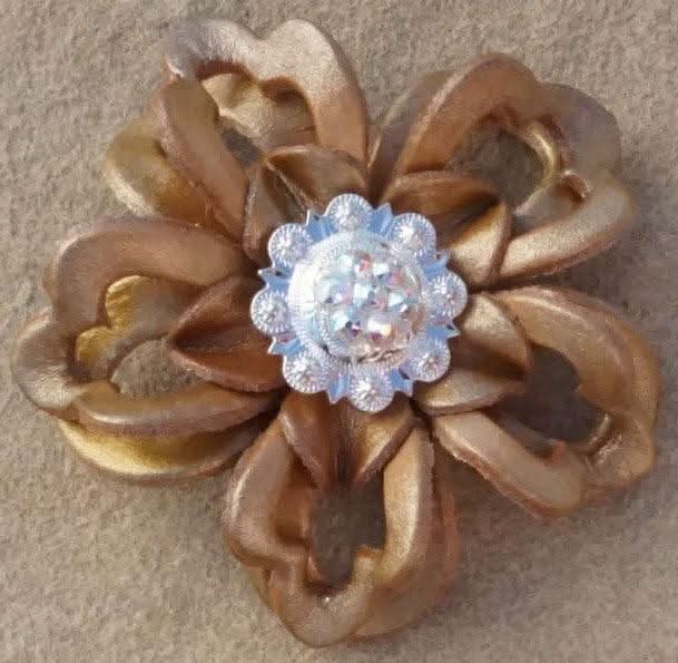 Gold Lotus Flower With Bright Silver AB 1" Concho