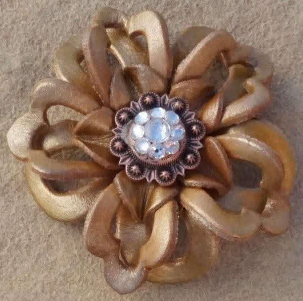 Gold Lotus Flower With Copper Clear 1" Concho