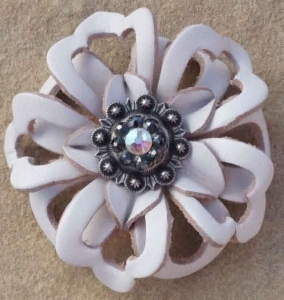 White Lotus Leather Flowers - 1" Crystal Conchos - Options