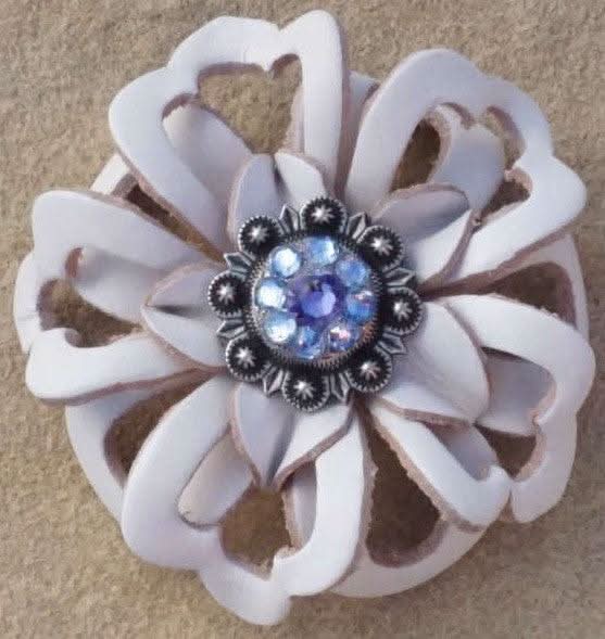 White Lotus Leather Flowers - 1" Crystal Conchos - Options