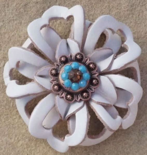 White Lotus Leather Flowers - 1" Crystal Conchos - Options