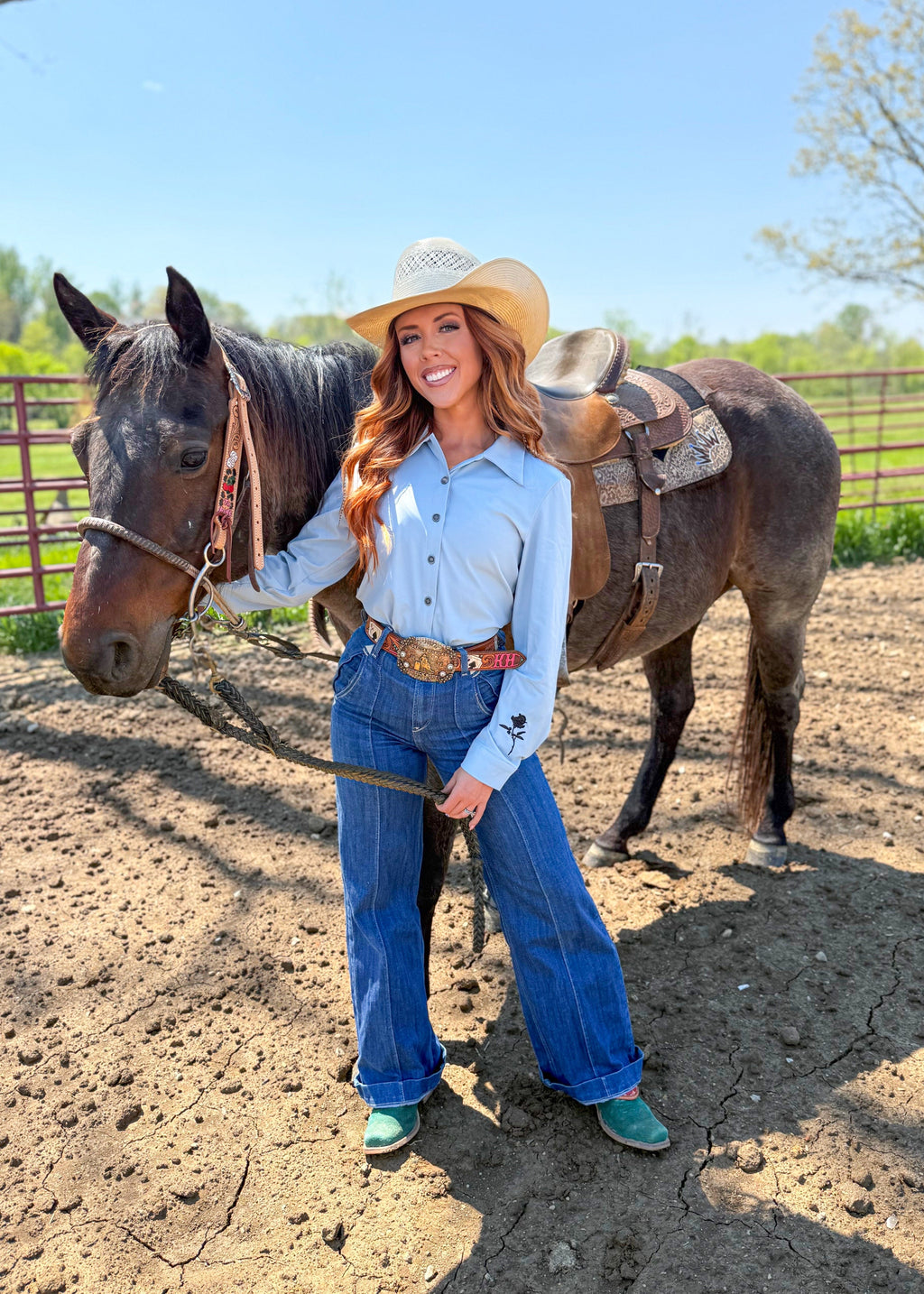 Dusty Blue Athletic Rodeo Shirt