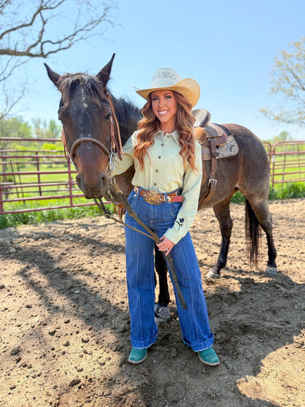 Sage Green Athletic Rodeo Shirt