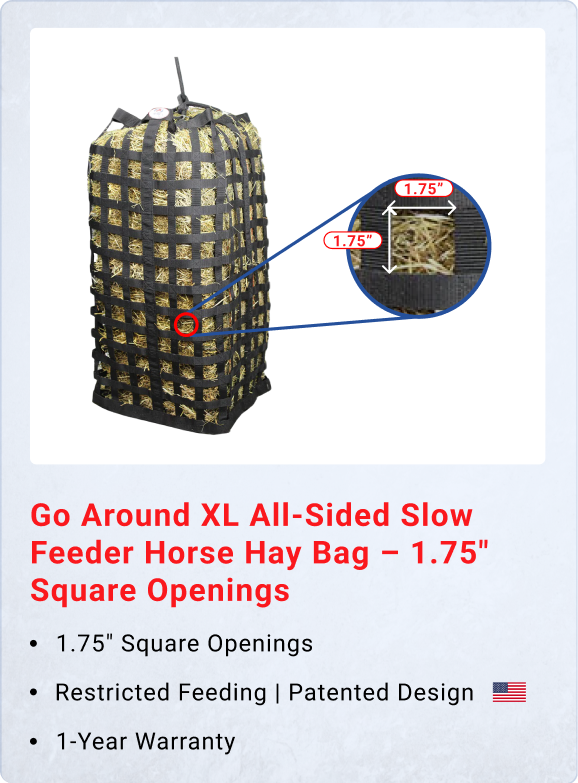 Derby Originals Go Around XL All-Sided Slow Feeder Horse Hay Bag – 1.75" Square Openings – Restricted Feeding | Patented Design – 1-Year Warranty